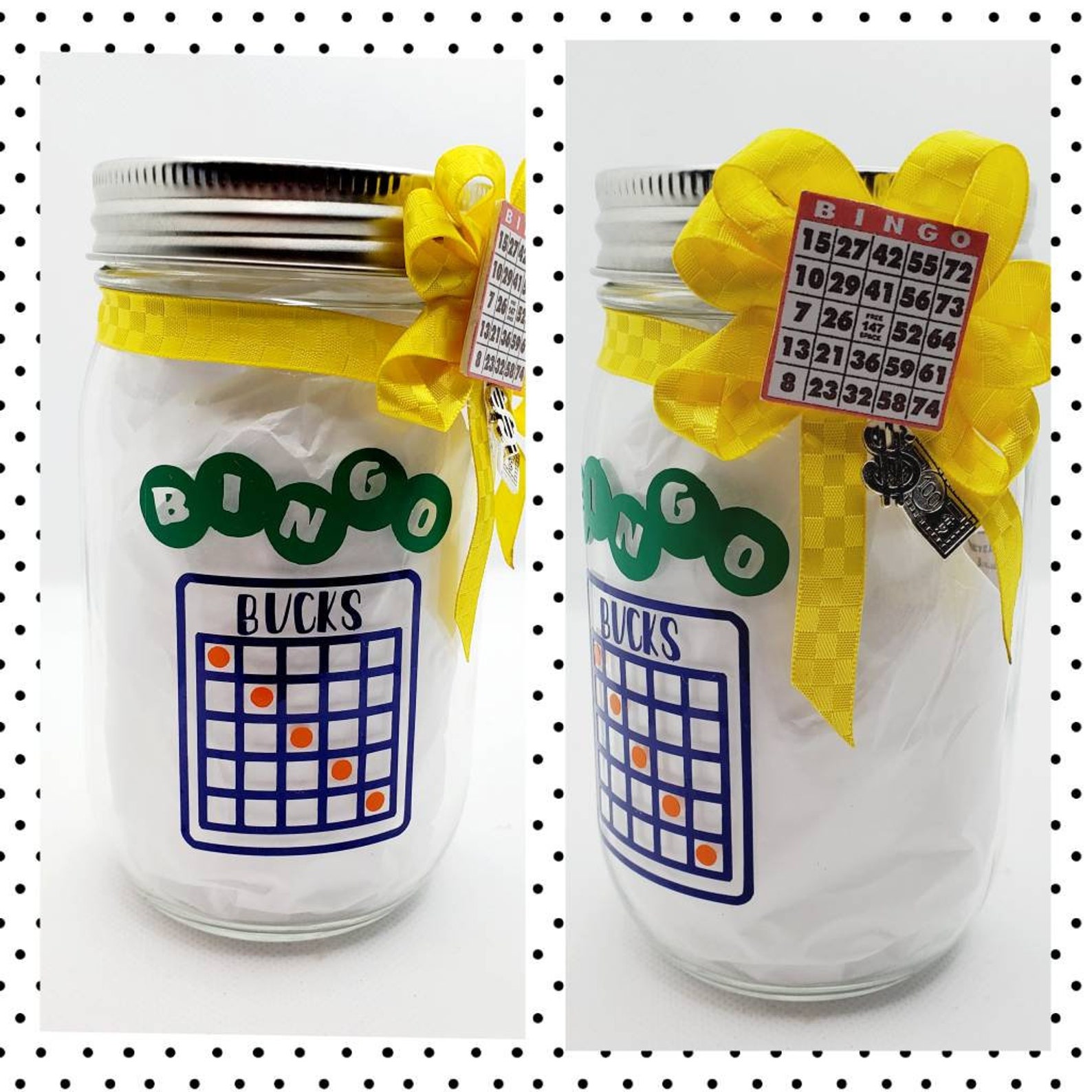 Bingo Bucks Mason Jar Coin Banks Gift Card Holder 16oz Etsy
