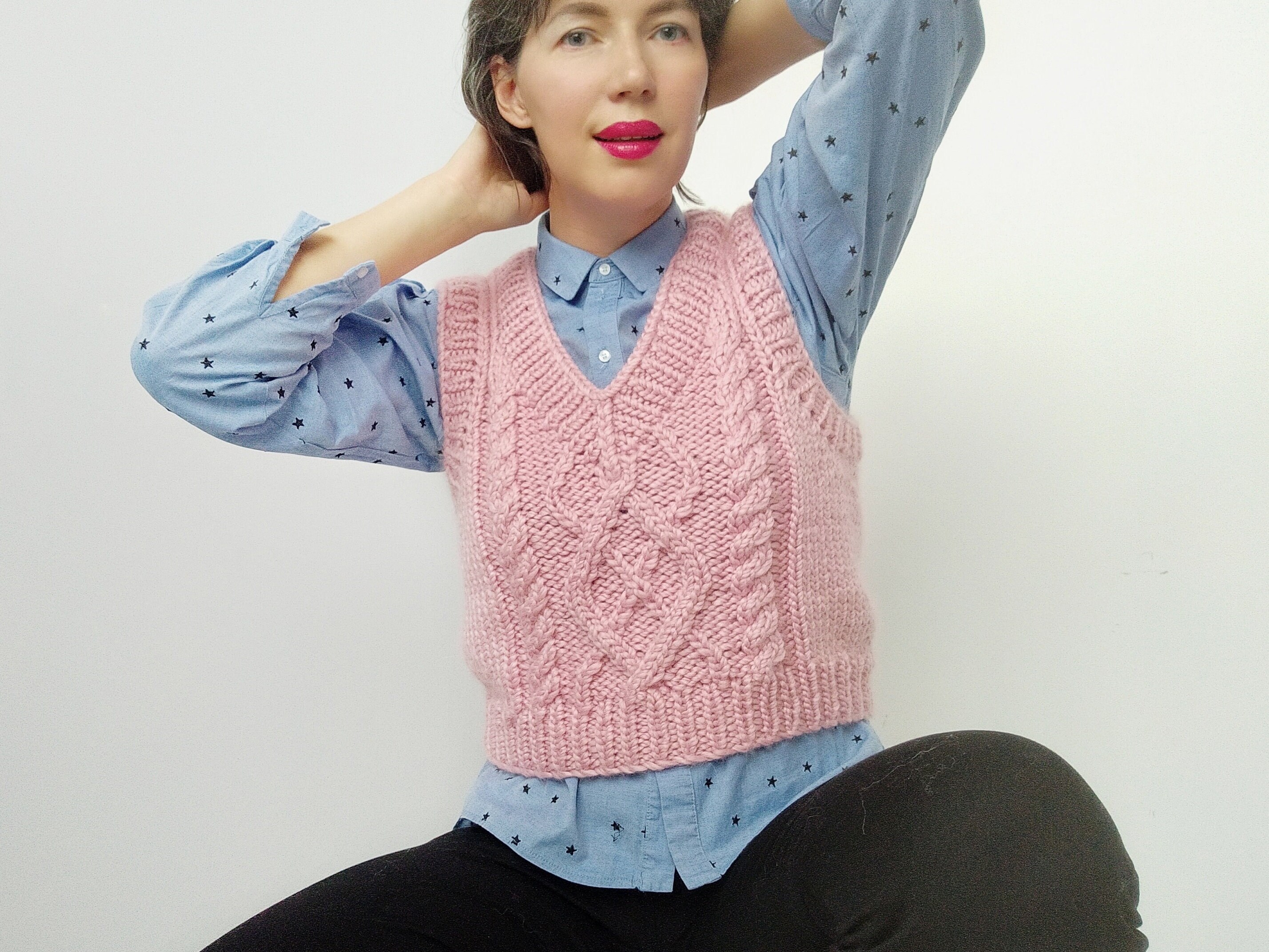Chunky sweater vest cable knit vest cottagecore crop top Etsy