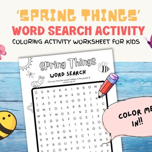 Spring Wordsearch Printable Activity for Kids, Fun Easter Games, Classroom Puzzles, Digital Download, Worksheet, Printable word search, PDF