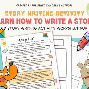 Guided Story Writing | Story Writing Activity | Writing Challenge | Creative Writing Prompts | Worksheets for Kids | Homeschool Printable