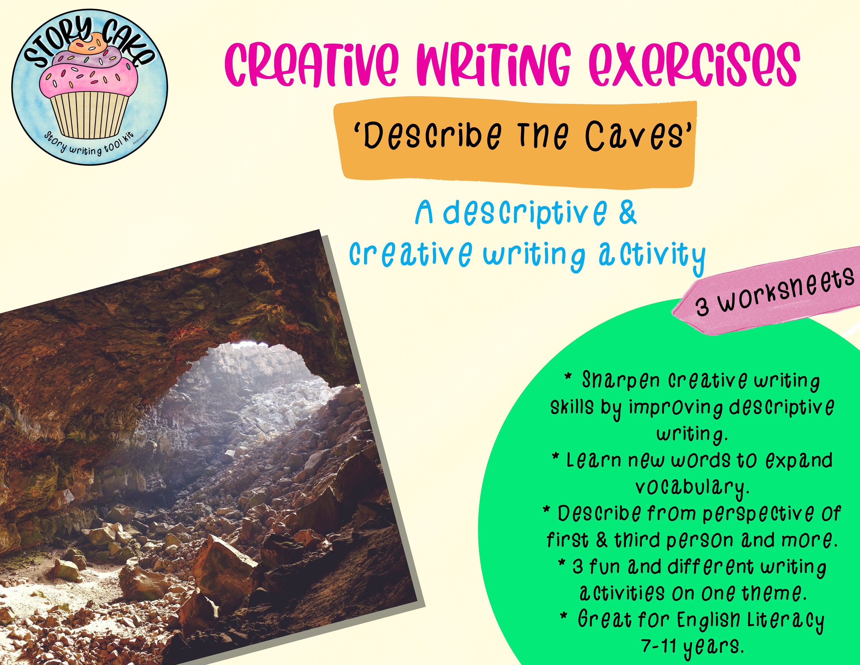 creative writing exercise worksheets three in one etsy