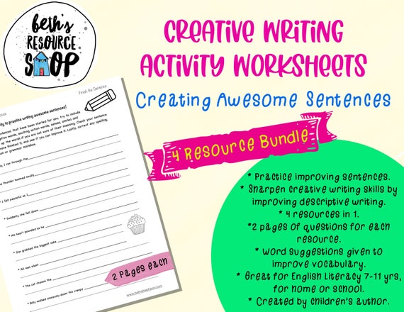 creative writing worksheet bundle english literacy etsy