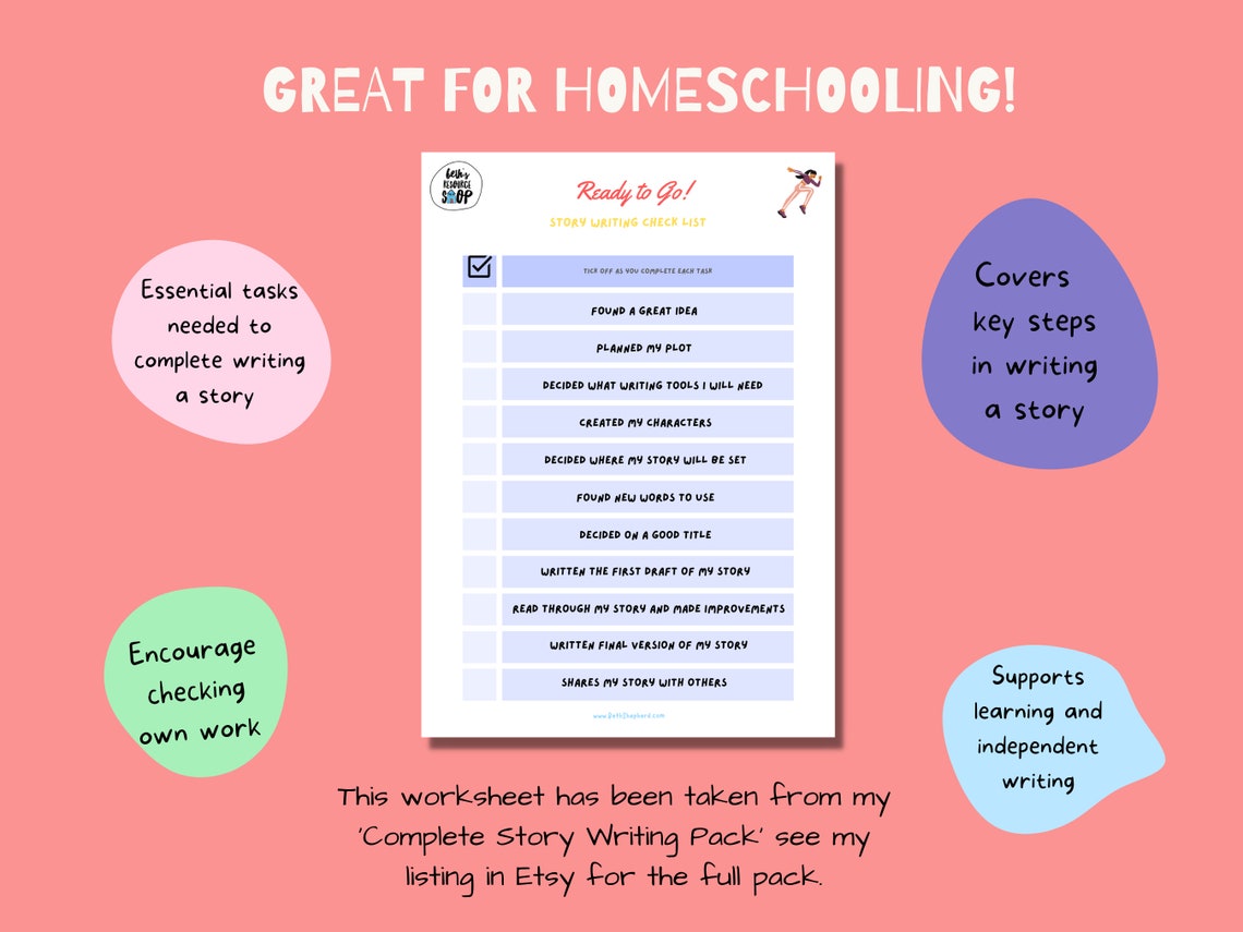 Story Writing Check List Printable Worksheet Planner - Etsy Canada