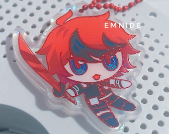 Takumi Keychain, Red Glitter Foil Rainbow Film Acrylic 6cm, The Hundred Line