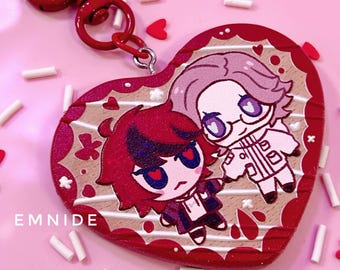 Eito Takumi Embossed Heart Keychain Pendant, 6cm Wood Charms