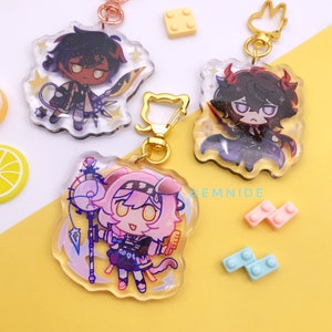 Arknights Charms, 2.25&quot; Acrylic Charm Glitter Epoxy Keychain, Thorns Ebenholz Goldenglow