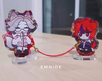Eito Takumi Leash Standee Set, Red Acrylic with Chain, The Hundred Line Eito Takumi