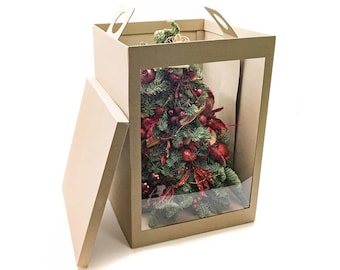 Christmas tree box | Cardboard carrier for plants with window 20' height | 10 pcs