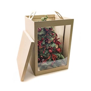 Caja de árbol de Navidad / Soporte de cartón para plantas con ventana 20' de altura / 10 piezas