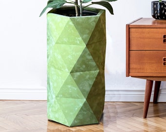 Large Velvet Planter: Modern Geometric Cardboard Flower Pot