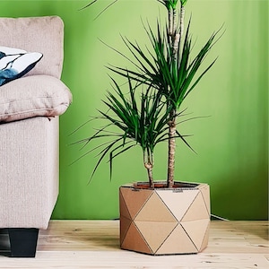 Grande plantador interno | Materiais 100% reciclados | Vaso de papelão estilo geométrico