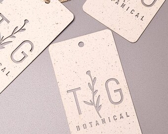 Coffee Paper Hang Tags with Laser Cut Logo | 105x60 mm | Set of 100