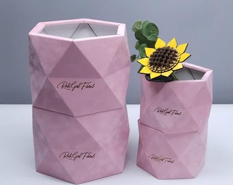 Floral Polybox Set of 4: Hexagon Gift Box with Custom Logo