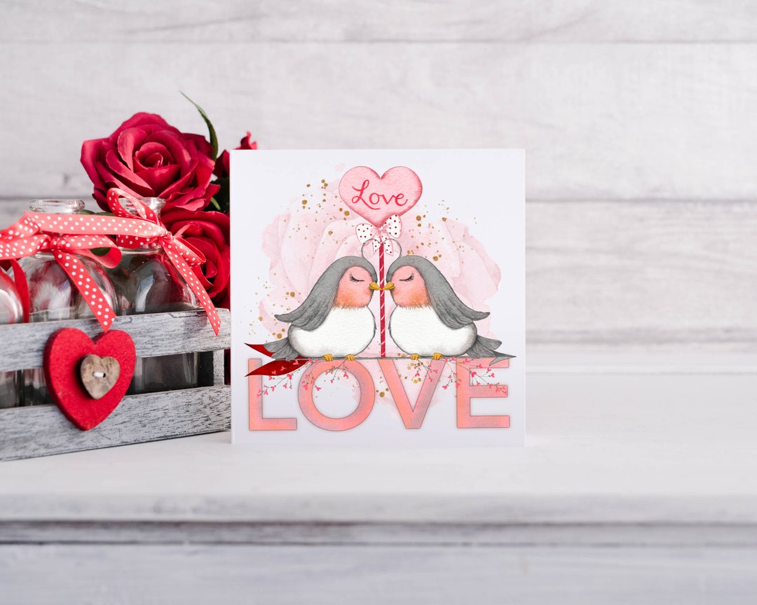 Love Birds Valentines Day Card, Card for Wife, Card for Husband, Card ...