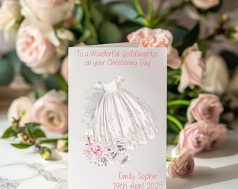 Personalised Christening Card, Christening Card for Goddaughter, Christening Card for Godson, Cute Baptism Card