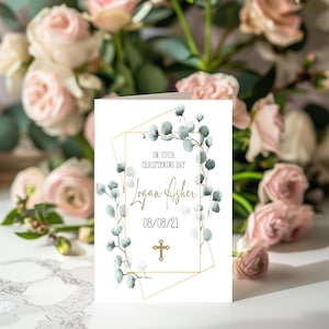 Carte de baptême, carte de baptême, carte élégante, 5 x 7 po., carte pour filleul, carte pour filleule, carte de baptême, carte religieuse