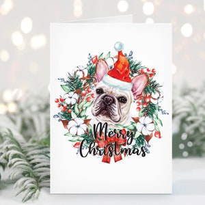 French Bulldog Christmas Card, Frenchie Xmas Card, Dog lovers gift, Pug Card, Yellow Lab card, Funny Christmas Card pack of 5 and 10