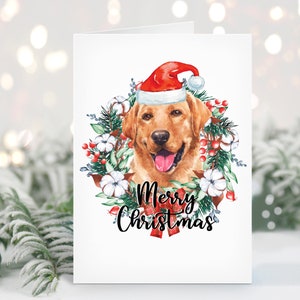 Carte de Noël labrador, carte de Noël Frenchie, cadeau pour les amoureux des chiens, carte lévrier, carte carlin, carte de Noël drôle, lot de 5 et 10 cartes de Noël