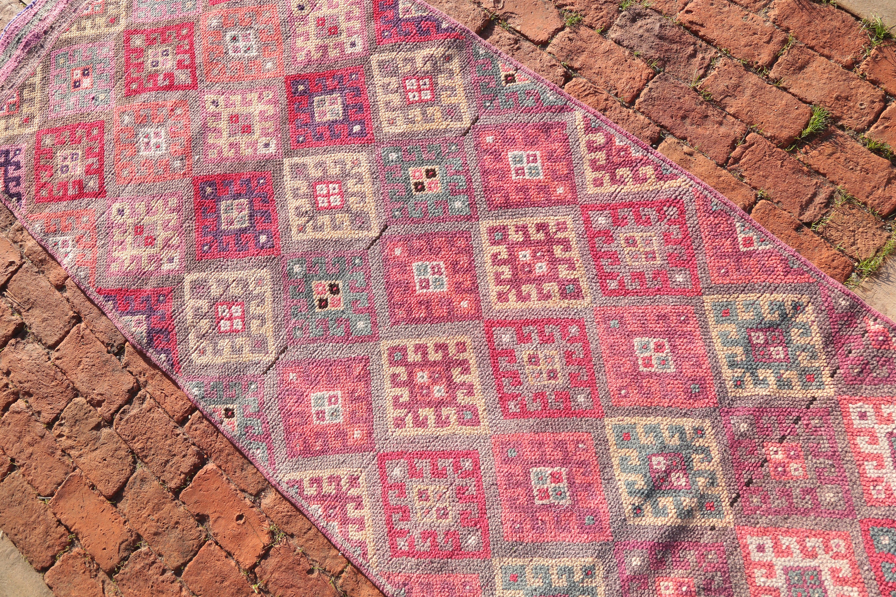 Vérifiez 2'8 X 11'4 Turkish Runner Rug Boho Farmhouse Decor Wedding Hand-Knotted Colorful Special De