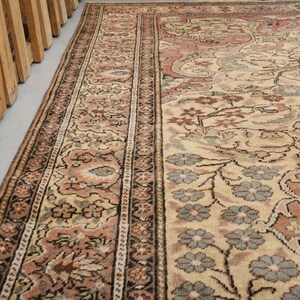 7 x 10 ft, Handmade Rug, Floral Area Rug, Beige Turkish Rug, Turkish Rug, Vintage Rug, Oushak Rug, Anatolian Rug, Area Rug, Wool Rug