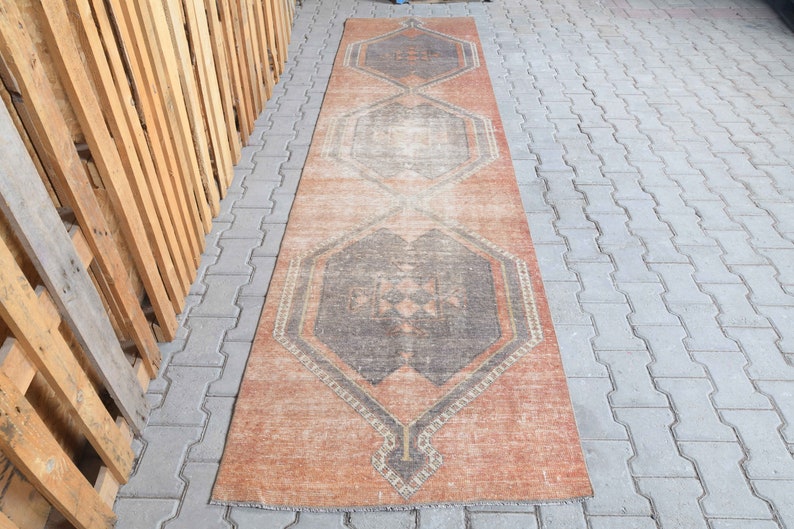 3 X 12 ft, Neutral Runner Rug, Turkish Rug, Hallway Rug, Turkish Runner Rug, Rare Runner Rug, Vintage Runner Rug, Anatolian Runner Rug image 1