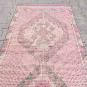 Turkish Runner Rug Vintage Rug 3x10 Handmade Wool Rug Light Pink 3x10 Turkish Rug Traditional Runner Turkish Pink Rug