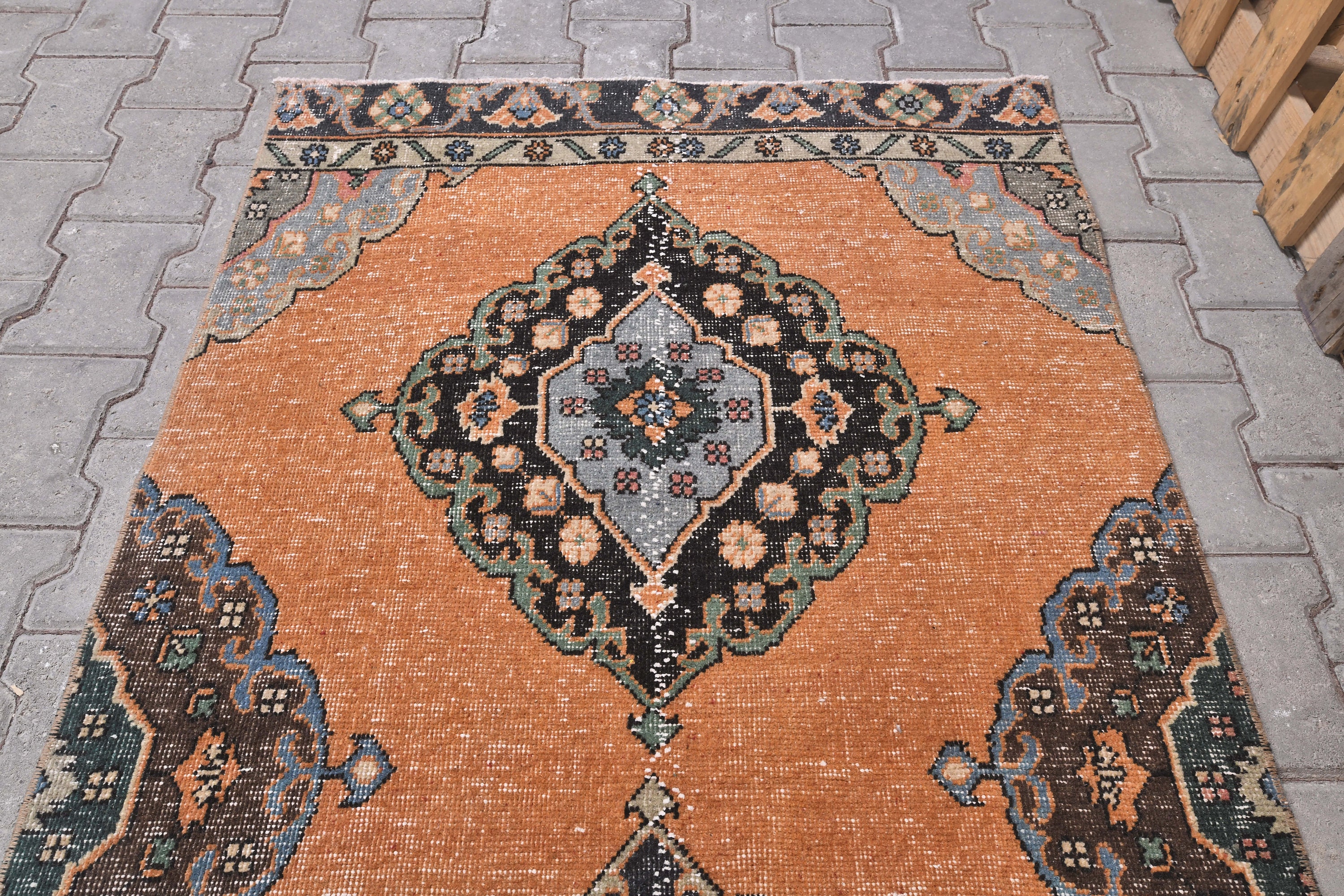 3.3 X 12.1 Ft, Tapis Turc de Coureur, Coureur Fait Main, Couverture d'oushak, Anatolien, Cru, Turc, 