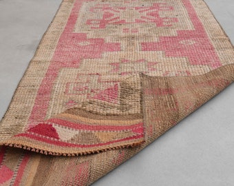 3 x 11 ft, Pink Runner Rug, Oushak Runner Rug, Wool Rug, Turkish Runner Rug, Vintage Runner, Handmade Runner Rug, Runner Rug