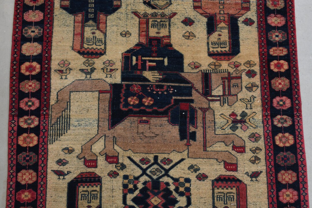 4 X 12 Ft Human Print Rug Beige Runner Rug Vintage Rug - Etsy