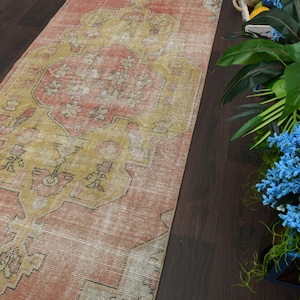 3 x 8 ft, Orange Runner Rug, Neutral Runner Rug, Turkish Runner Rug, Vintage Runner Rug, Turkish Rug, Hallway Rug, Pastel Runner Rug