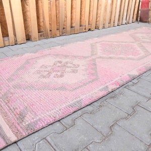 3 x 10 ft, Pink Runner Rug, Turkish Runner Rug, Vintage Rug, Anatolian Runner Rug, Vintage Runner Rug, Turkish Rug, Hallway Rug, Wool Rug