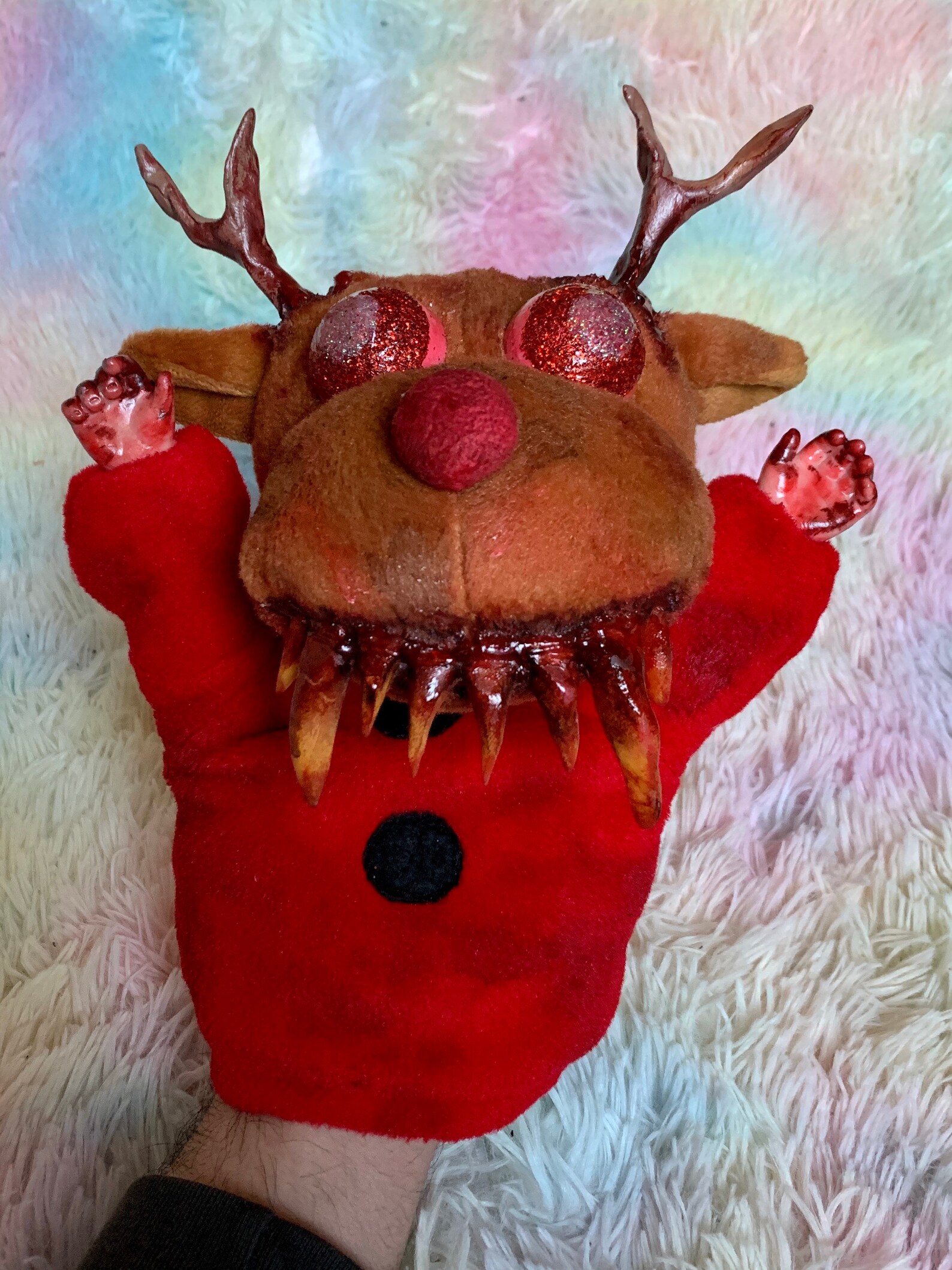 Horror Hand Puppet Reindeer Themed Plush Etsy