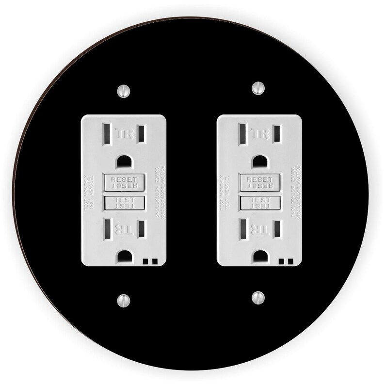 Black Design Round Light Switch Plate Cover Outlet Cover Etsy