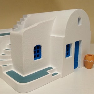 Santorini house, with a twist - Handcarved traditional Greek architectural model