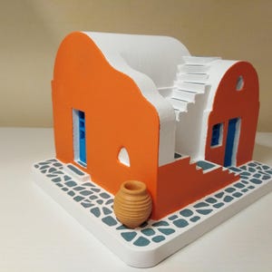 Sunset Kyma house - Santorini - Handcarved traditional Greek island house architectural model