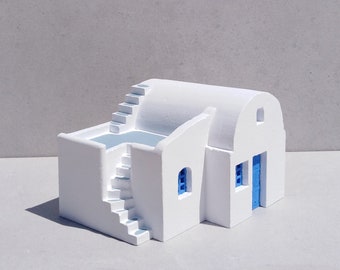 Santorini house - Handcarved traditional Greek architectural model