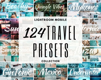 124 Lightroom Mobile Presets, TRAVEL COLLECTION, Beach Presets, Travel Blogger, Photo Editing, Lightroom Presets, DNG, Presets, Preset