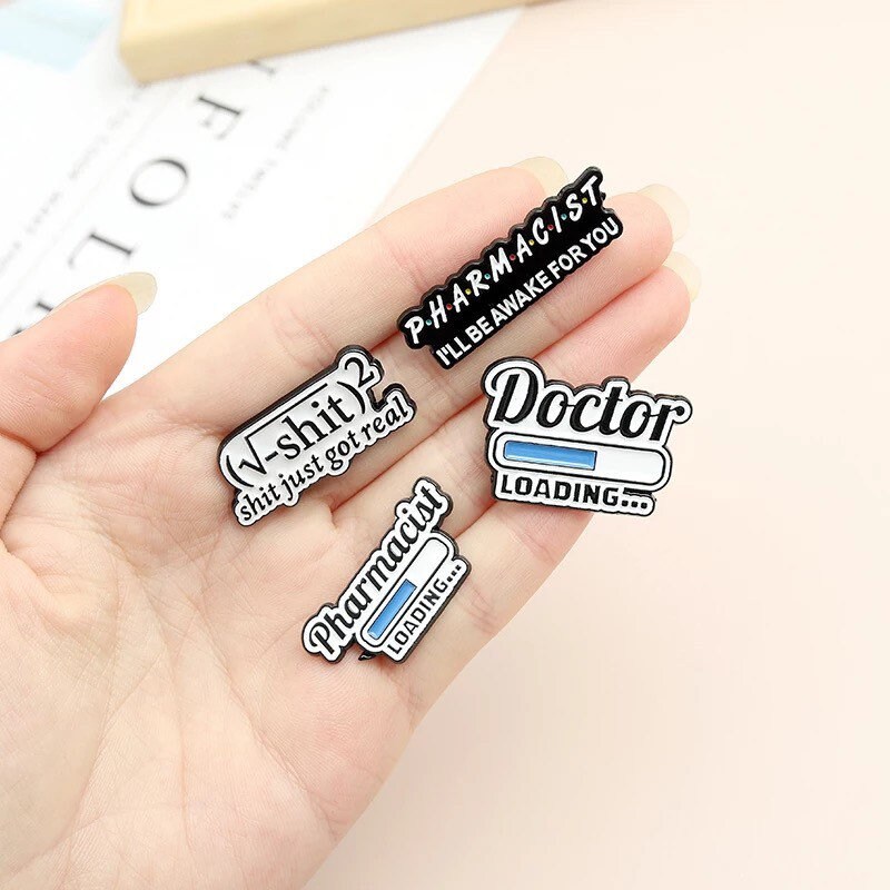 Doctor Pharmacist Loading Enamel Pin Badge Tag Id Full Color Etsy