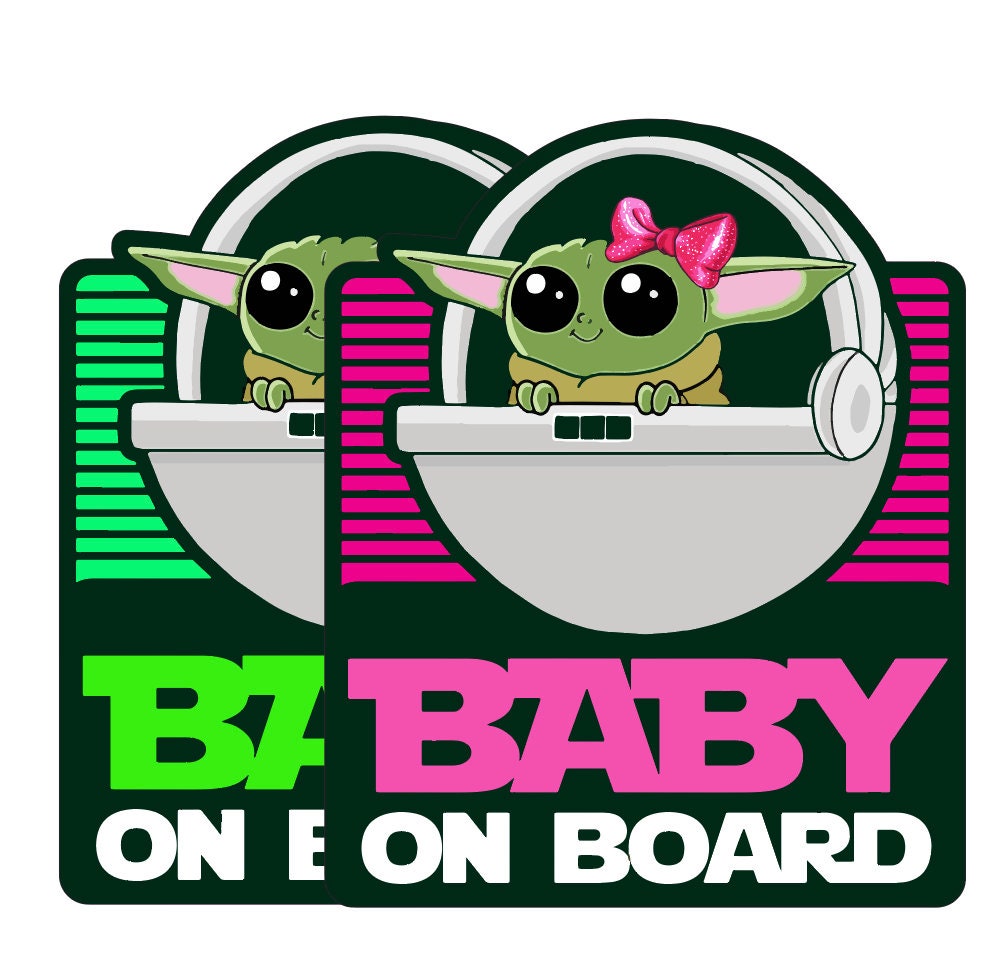 Super Cute Baby Yoda on Board Vinyl Decal Stickers for Car Etsy