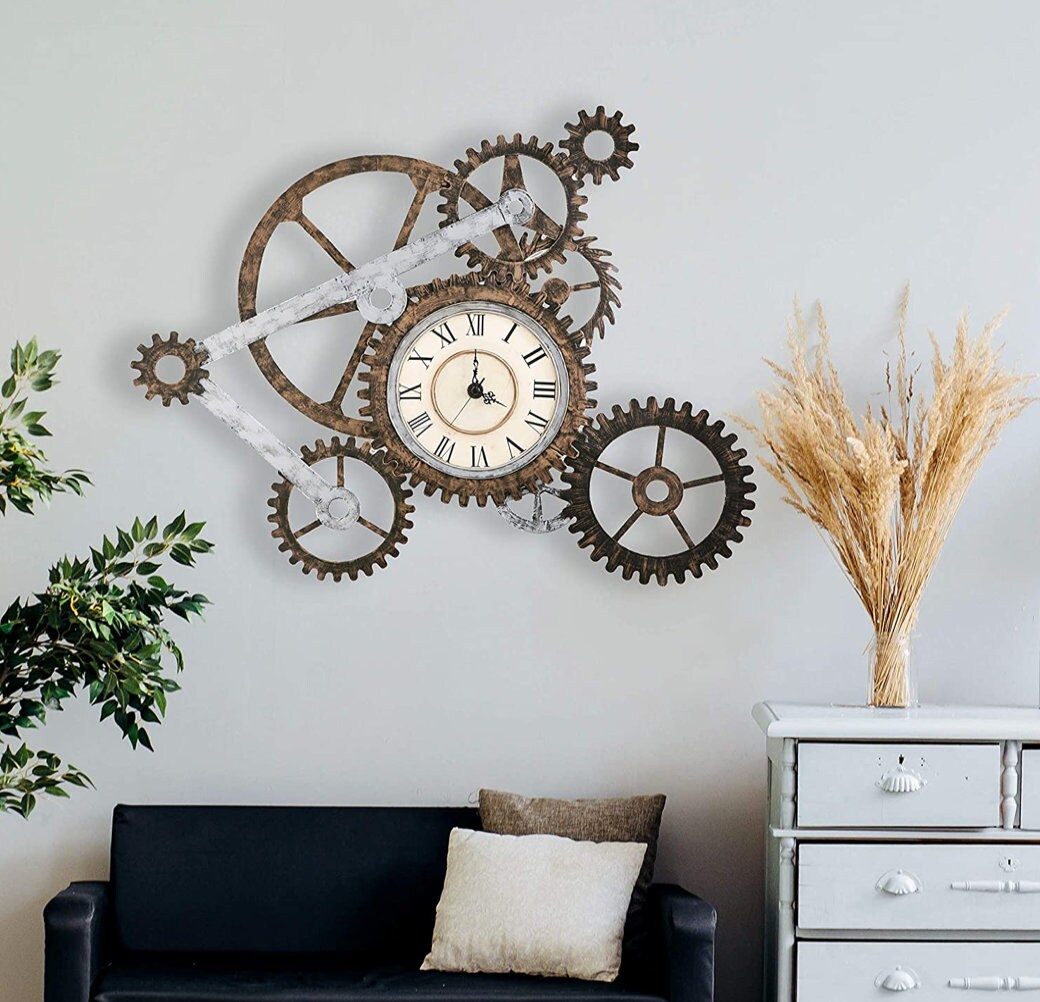 Metal Gear Wall Art Clock Industrial Style Clock Hand Etsy