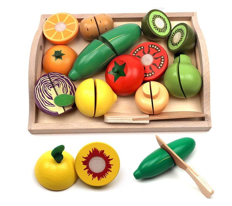 Wooden Play Food for Kids Kitchen Toys Cutting Food Vegetables Etsy