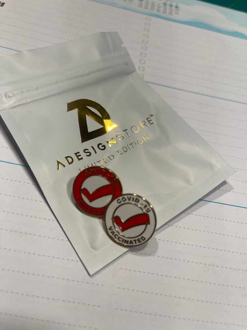 Vaccinated Covid 19 Enamel Lapel Pin Backpack Brooch Badges Bags Shirt medical alert red gold essential worker nurse got vaccine pin