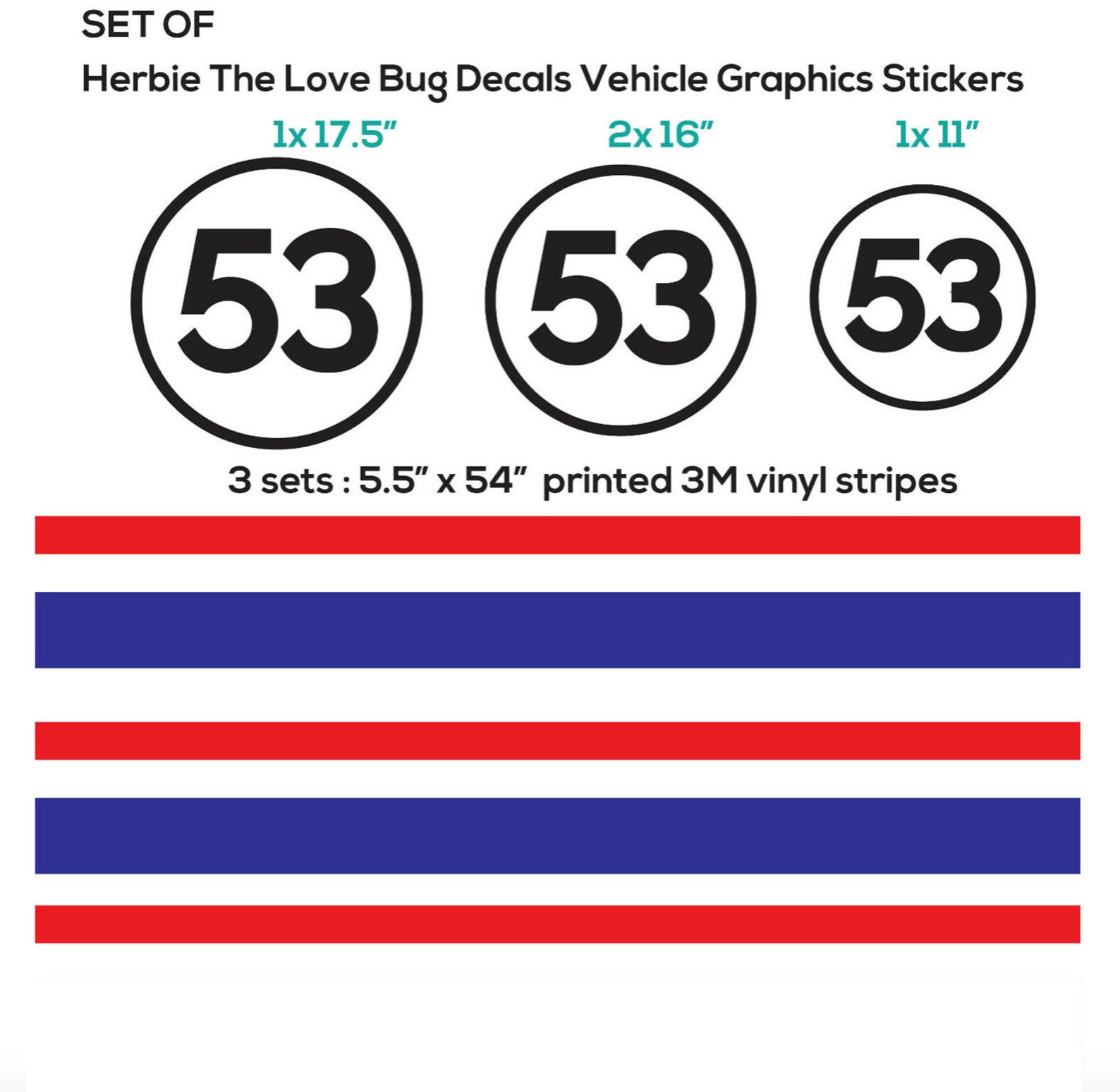 Car Herbie the Love Bug Decals Set Vehicle Graphics Stickers Etsy