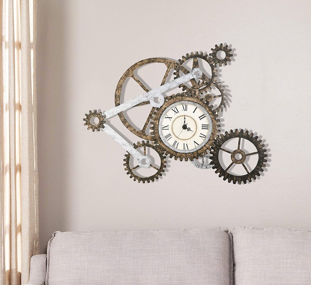 Metal Gear Wall Art Clock Industrial Style Clock Hand Etsy