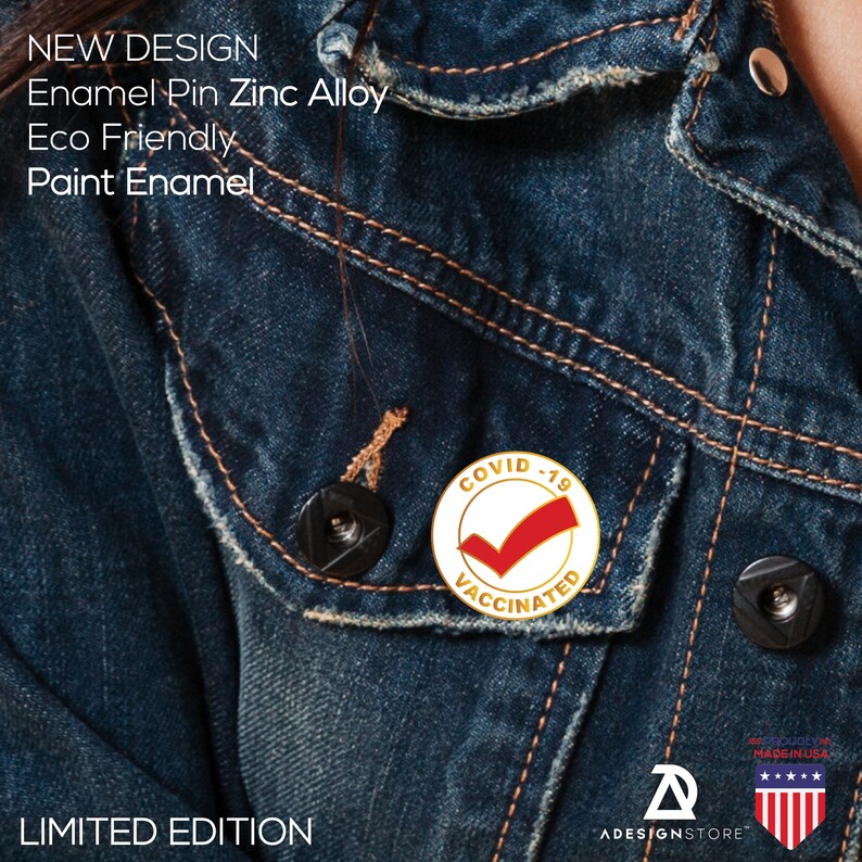 Vaccinated Covid 19 Enamel Lapel Pin Backpack Brooch Badges Bags Shirt medical alert red gold essential worker nurse got vaccine pin