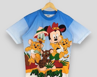 Vintage 90's Disneyland Mickey And Friends Lions Cub Printed T shirt Medium Mickey Donald Duck Cartoon Disneyland Apparel Walt Disney Tee M