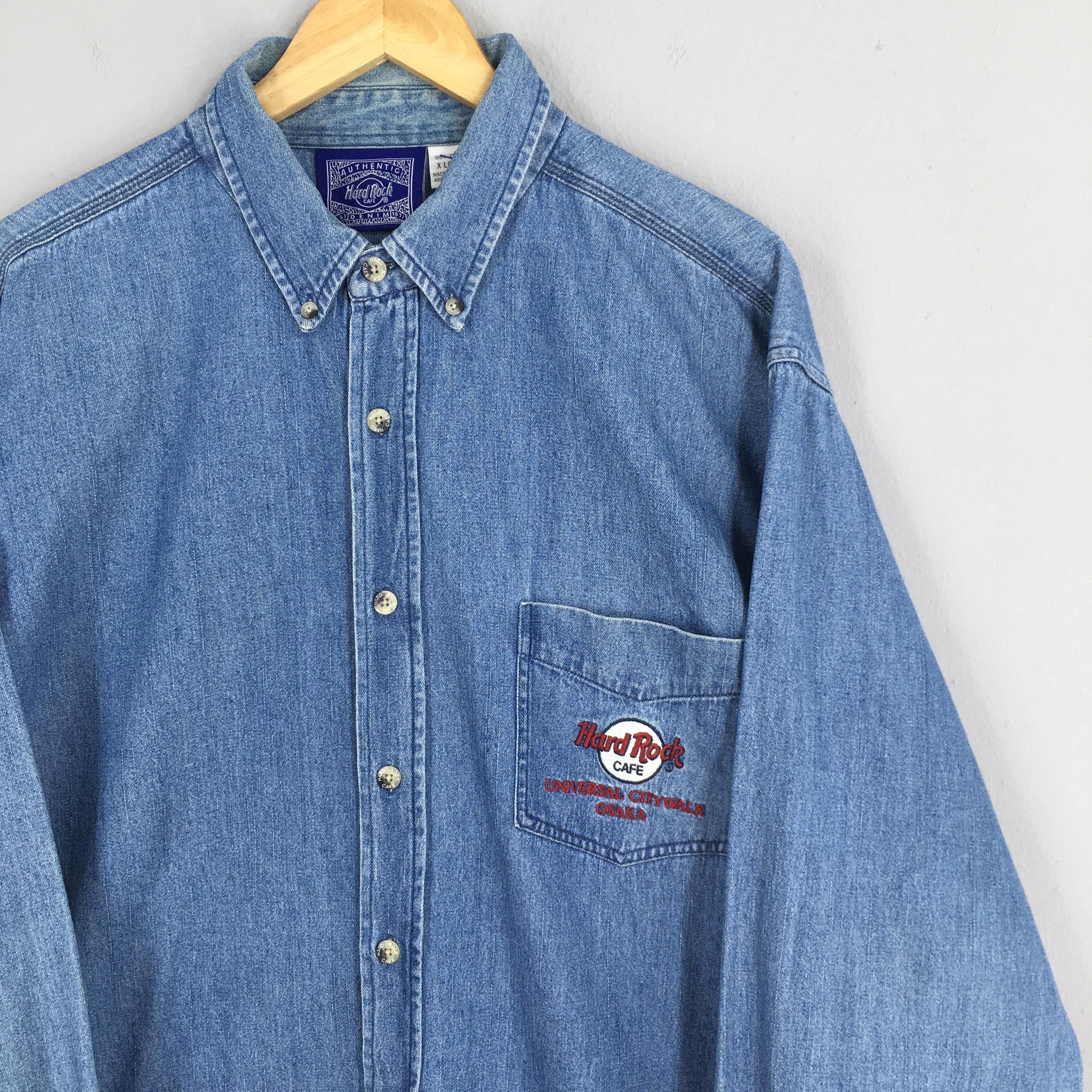 Vintage Hard Rock Cafe Blue Denim Shirt Xlarge HRC Universal