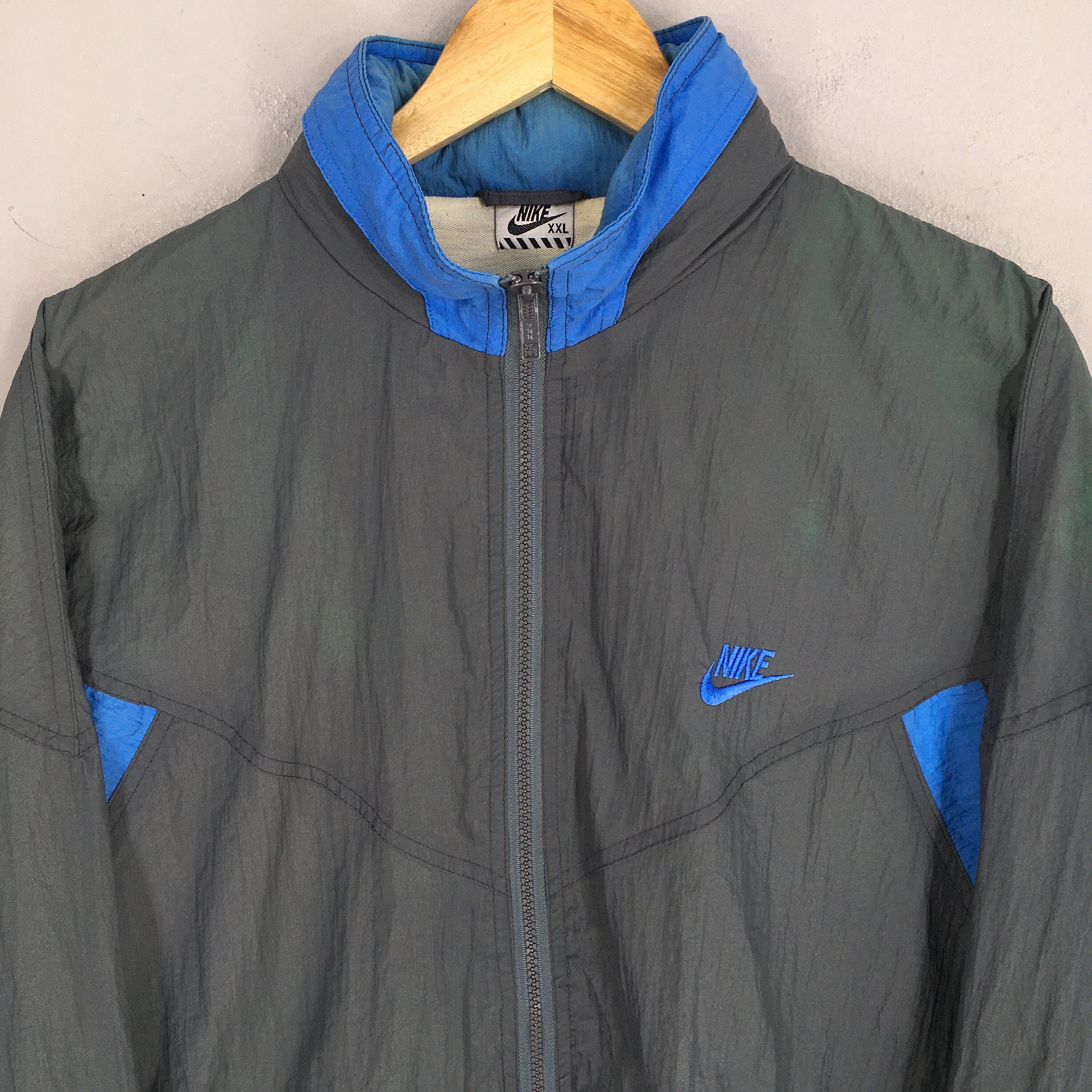 Vintage 90's Nike Swoosh Gray Training Jacket Xxlarge Nike Swoosh