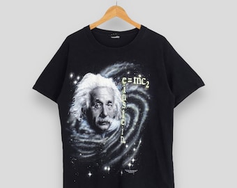 Vintage 90's Albert Einstein Genius Black T Shirt Medium 1992