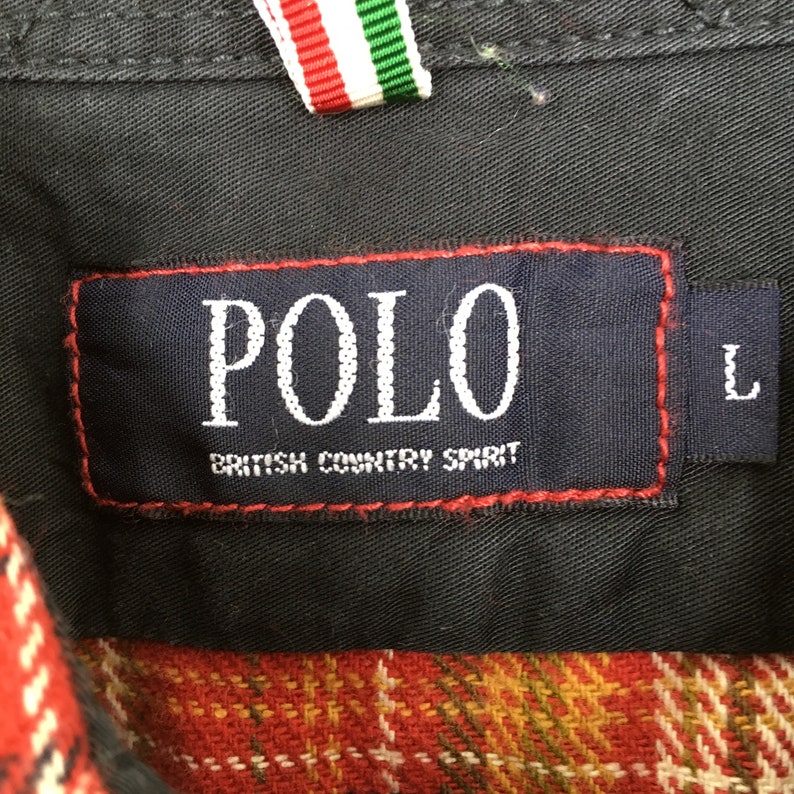 Polo Checked Flannel Shirt Large Vintage 90/'s Polo Plaid Checkered Tartan Multicolor Padded Buttondown Size L